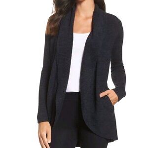 Barefoot Dreams Cozy Chic Charcoal Black Circle Cardigan Sweater Pockets Size M